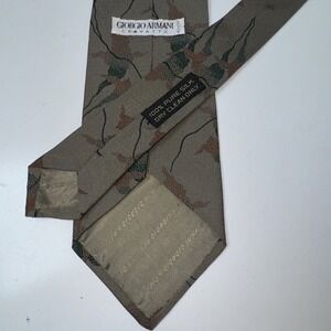 GIORGIO ARMANI Cravatte Men's Silk Necktie ITALY Designer Floral Brown/Green